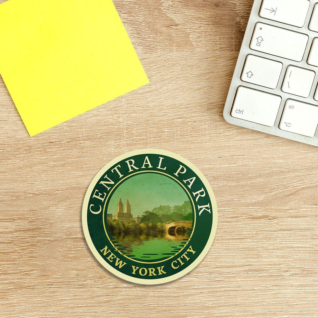 Central Park Travel Sticker: Vintage-style New York Suitcase Decal