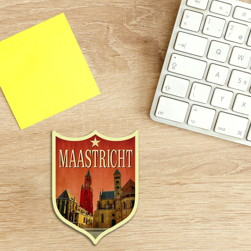 Maastricht Netherlands Travel Sticker: Vintage Suitcase Decal