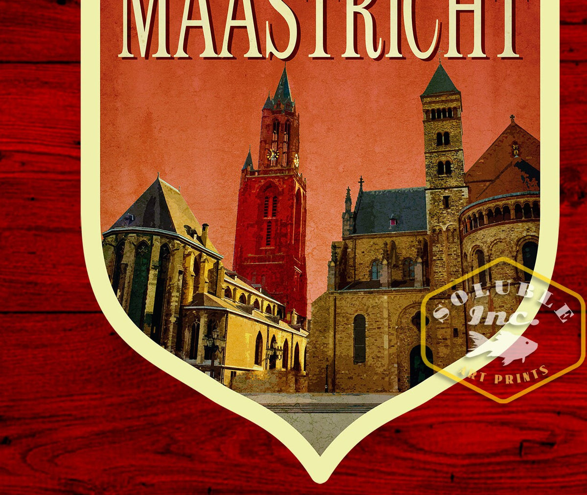 Maastricht Netherlands Travel Sticker: Vintage Suitcase Decal
