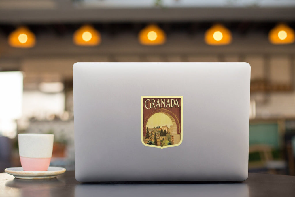 Granada Spain Travel Sticker: Vintage Suitcase Decal
