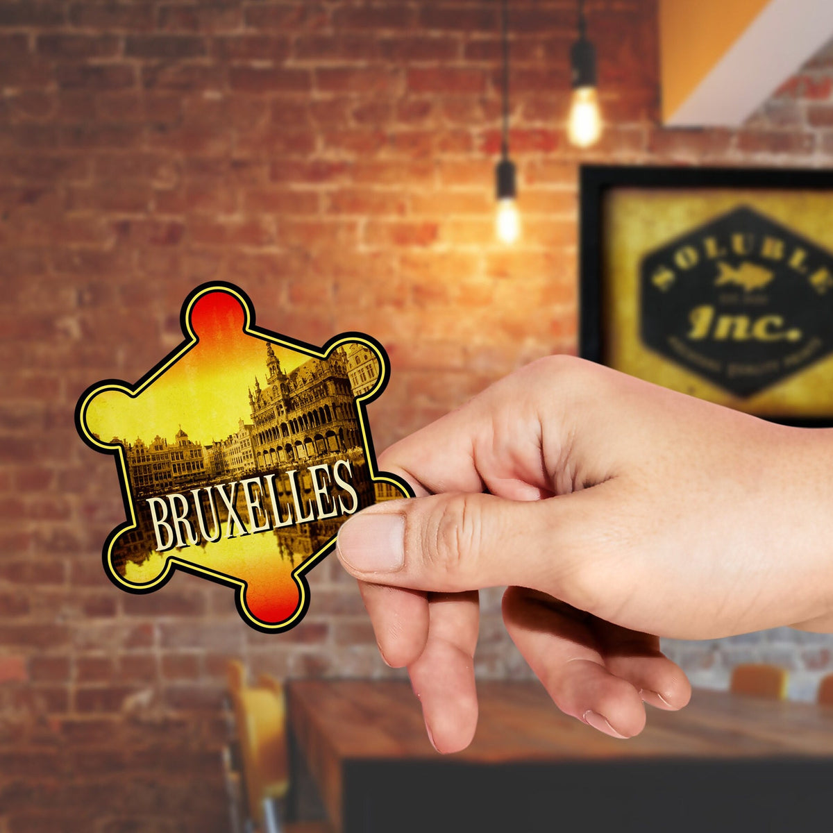 Brussels Travel Sticker: Vintage Suitcase, Laptop Decal