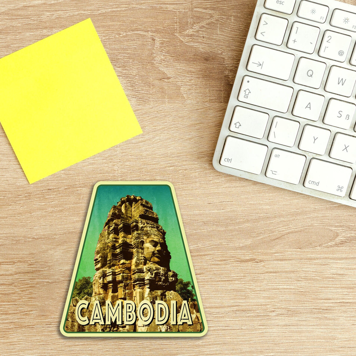 Cambodia travel sticker, vintage style decal for suitcase, luggage, laptop or water bottle