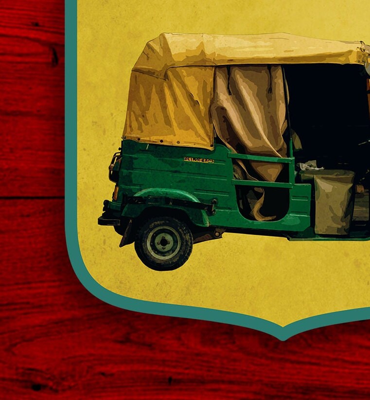 Delhi India travel sticker, vintage style decal for suitcase, luggage, laptop or water bottle