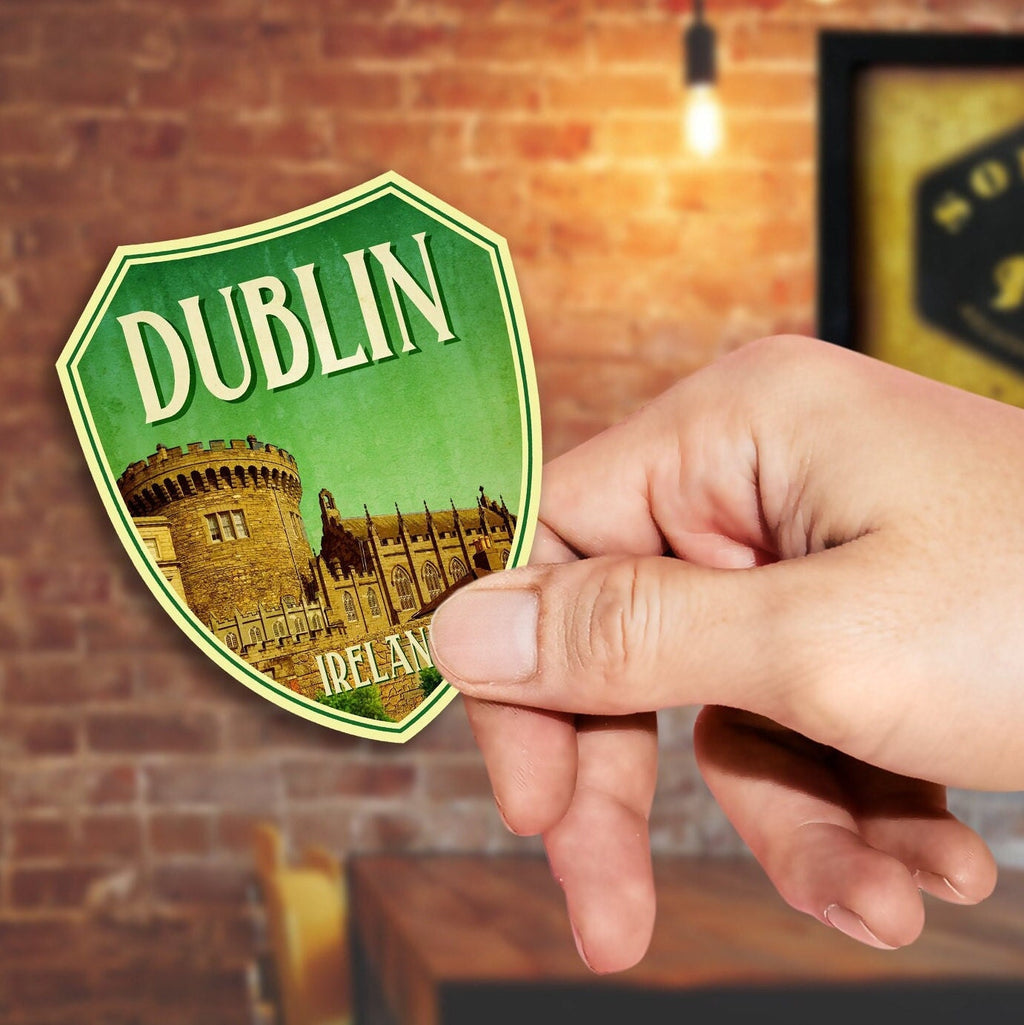 Dublin Ireland Travel Sticker: Vintage Suitcase Decal