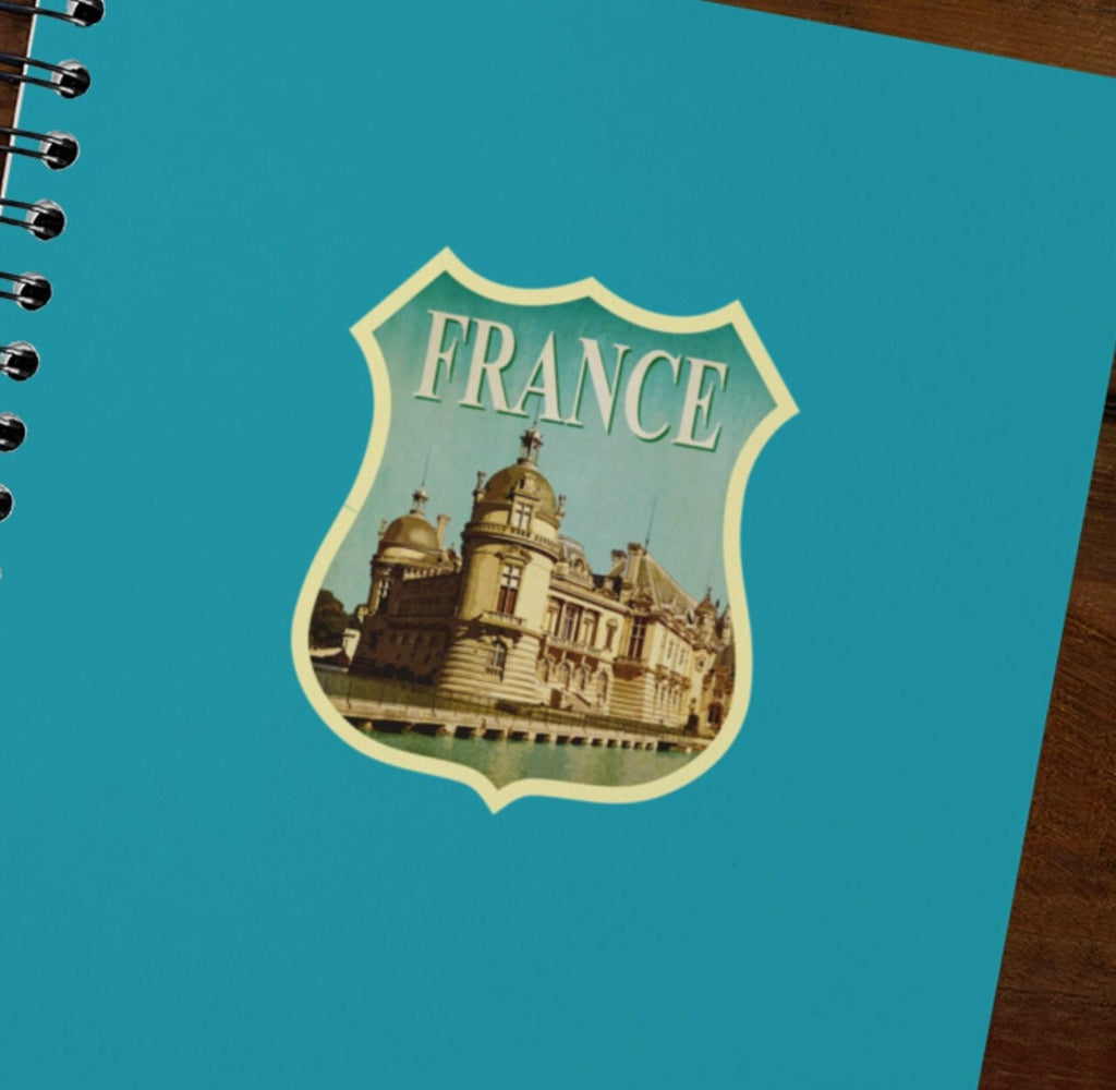 France Travel Sticker: Vintage style Chantilly Château Decal
