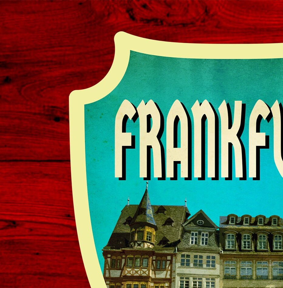 Frankfurt Germany Travel Sticker: Vintage-Style Luggage Decal