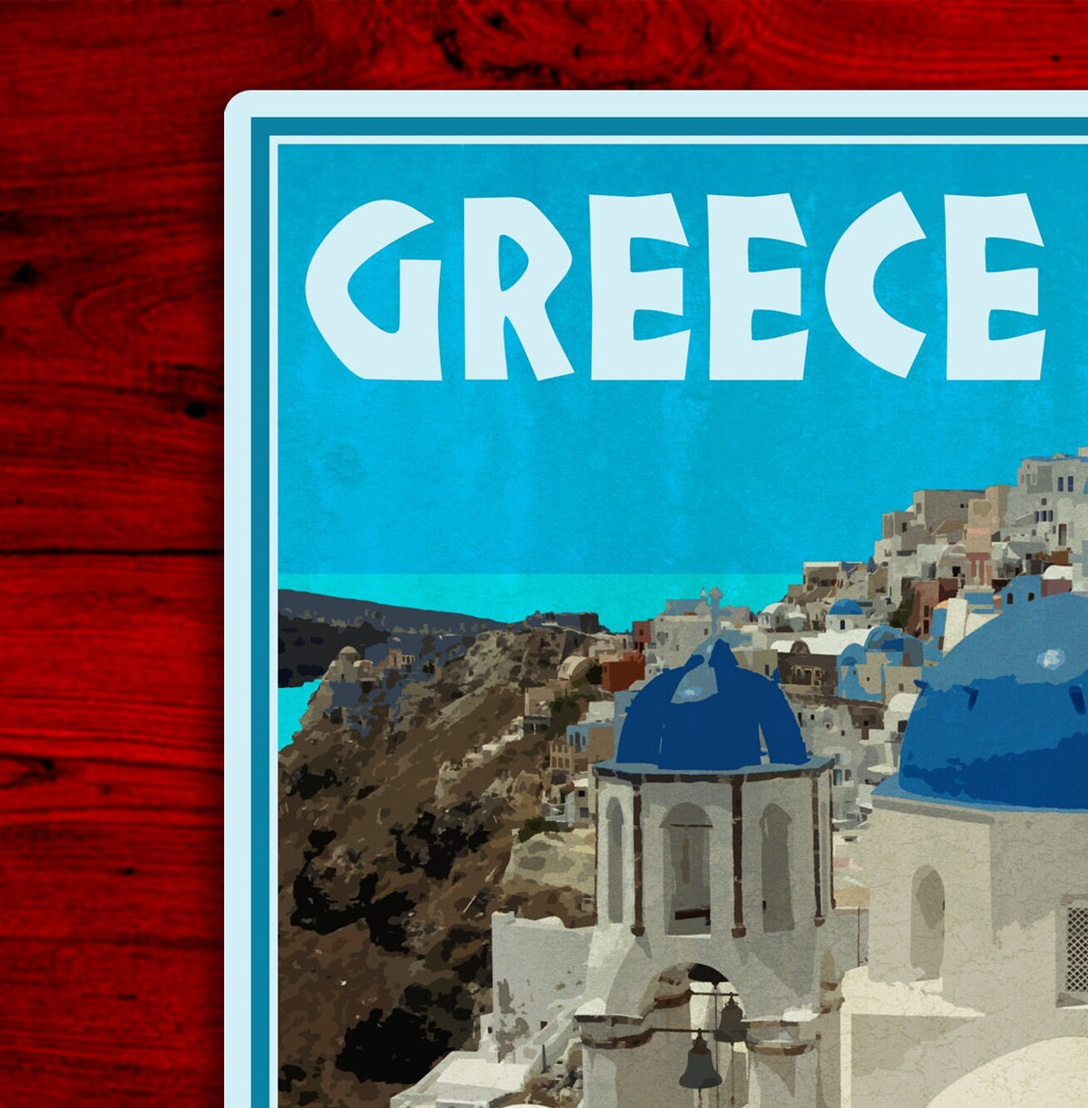 Greece Travel Sticker: Vintage Santorini Luggage Decal