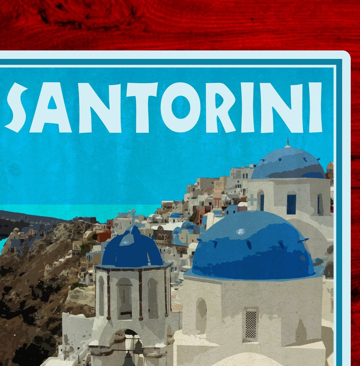 Greece Travel Sticker: Vintage Santorini Luggage Decal