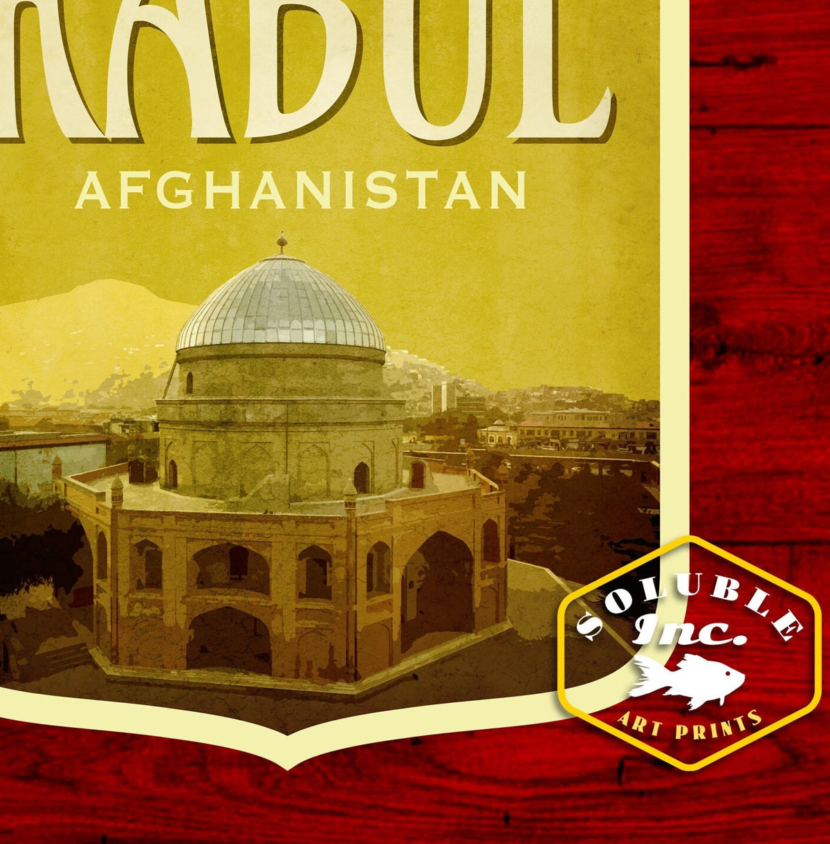 Kabul travel sticker, vintage style decal for suitcase, luggage, laptop or water bottle