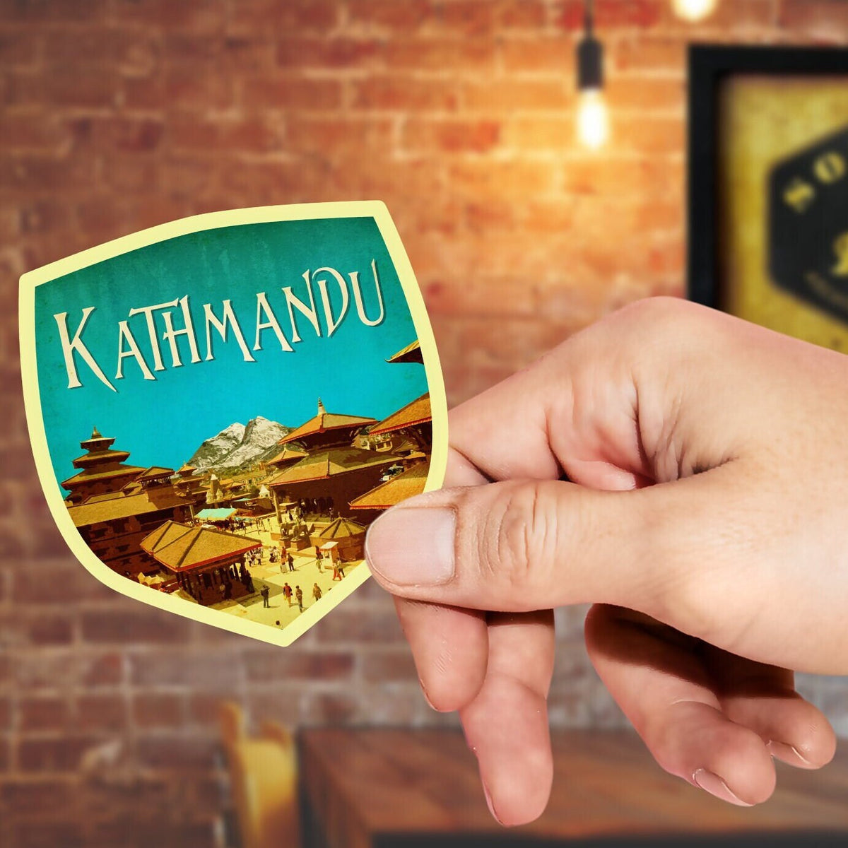 Kathmandu Nepal travel sticker, vintage style decal for suitcase, luggage, laptop or water bottle