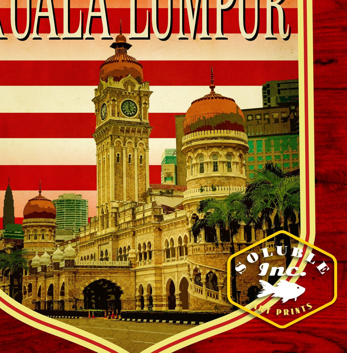 Kuala Lumpur Malaysia Vintage Travel Sticker: Suitcase, Laptop Decal
