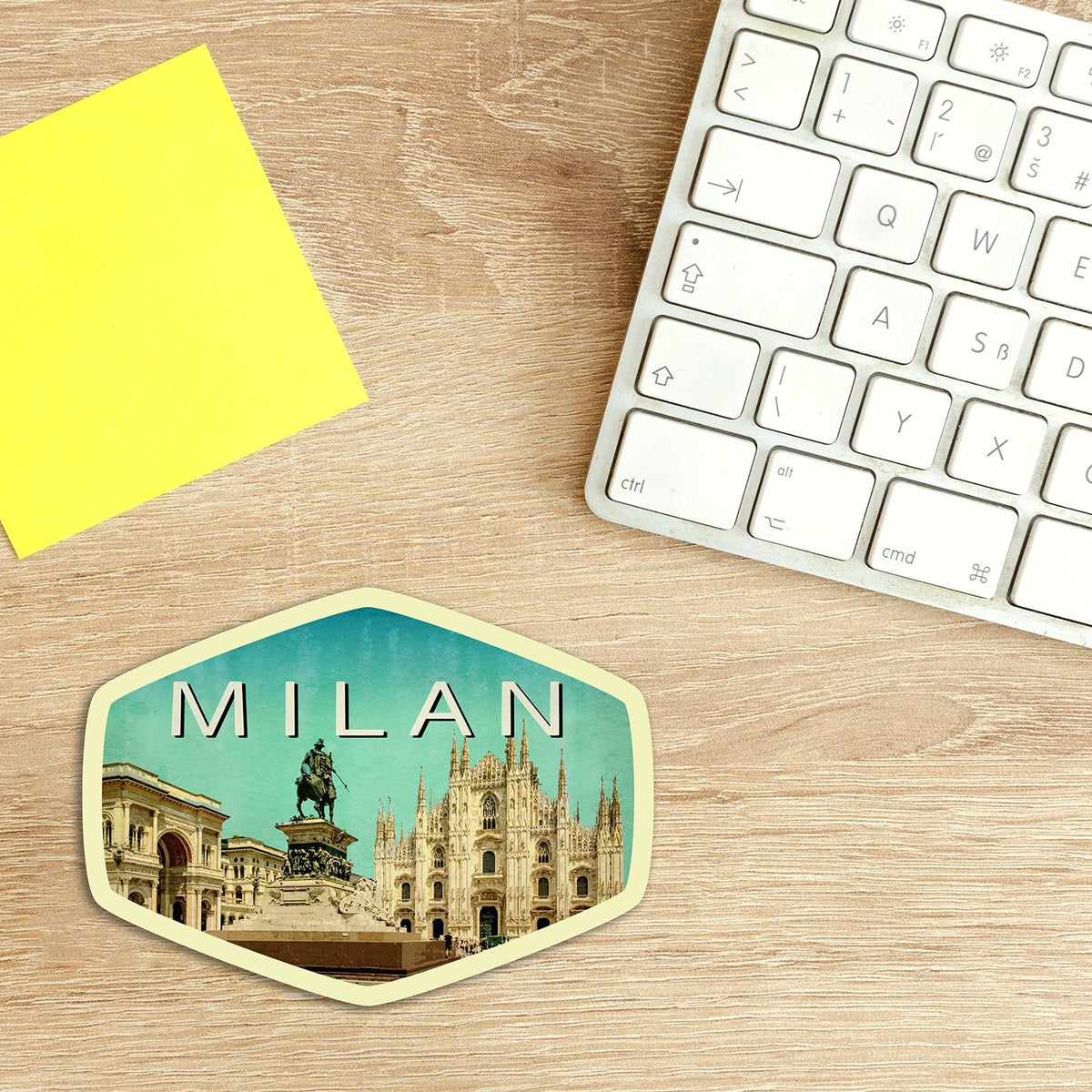 Milan Italy Travel Sticker: Vintage Luggage Decal