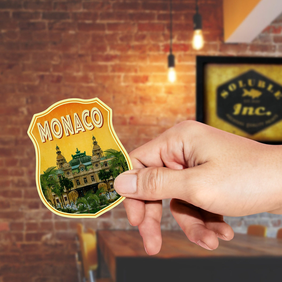 Monaco Travel Sticker: Vintage Suitcase Luggage Decal