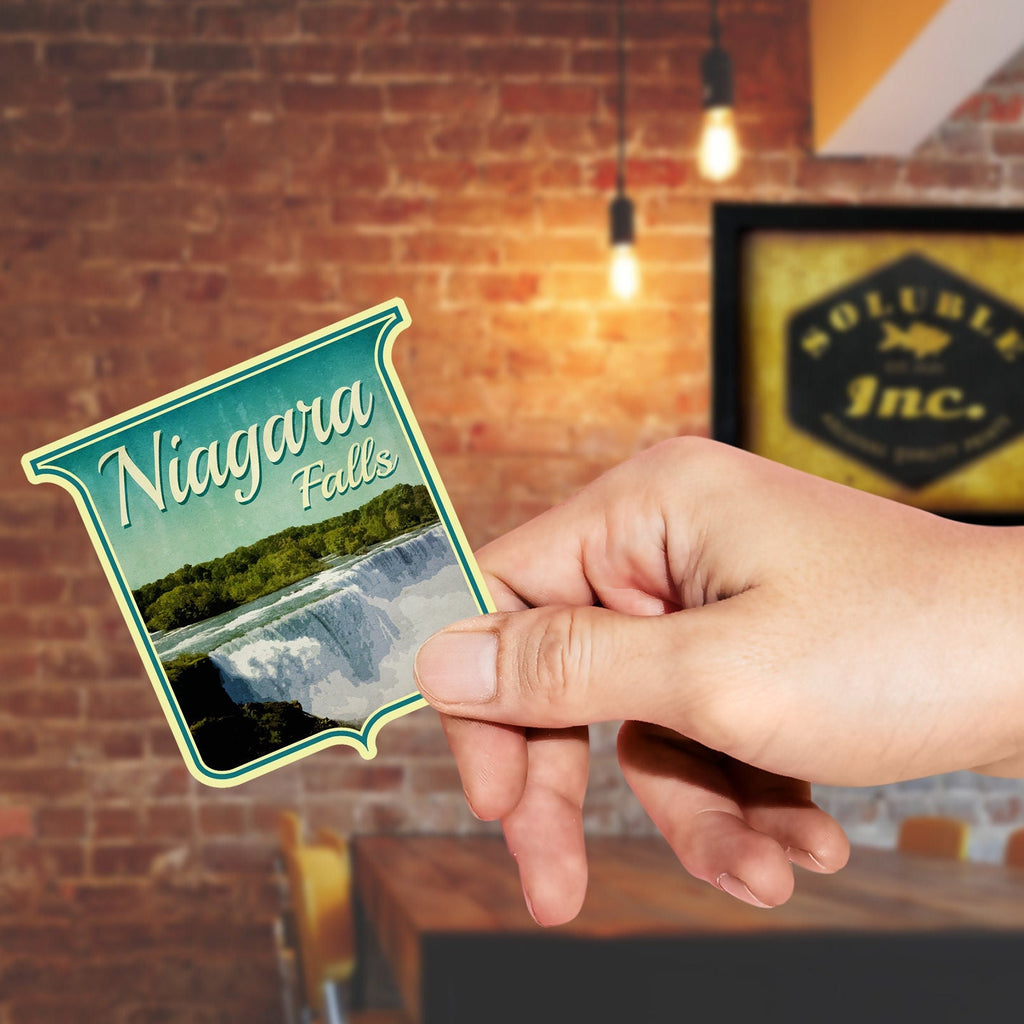 Niagara Falls travel sticker, vintage style decal for suitcase, luggage, laptop or water bottle