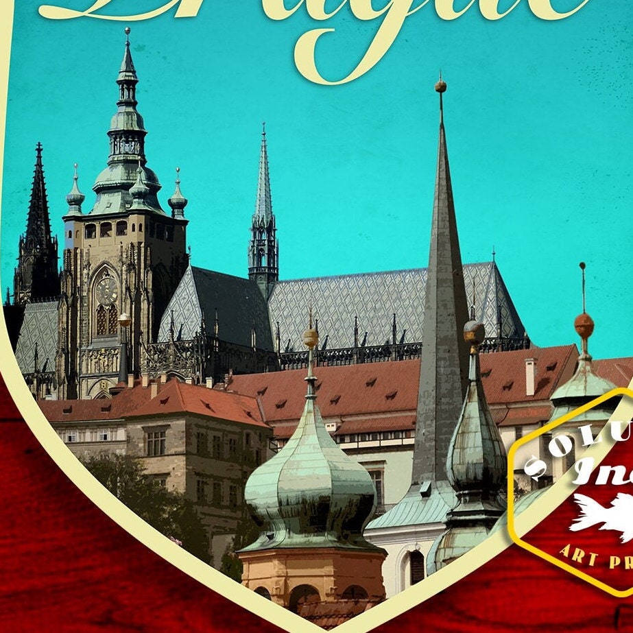 Prague Travel Sticker: Vintage-Style Luggage Decal