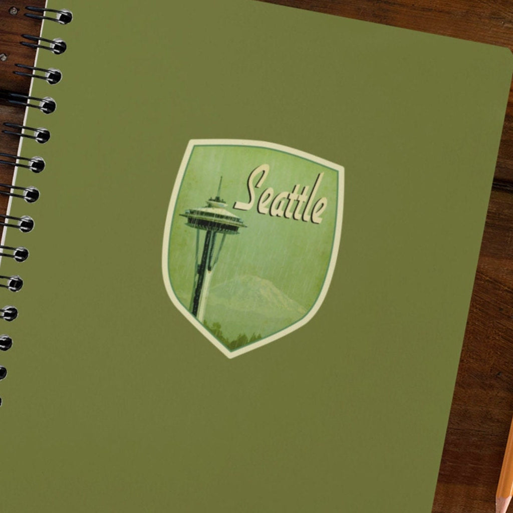Seattle travel sticker, vintage style decal for suitcase, luggage, laptop or water bottle