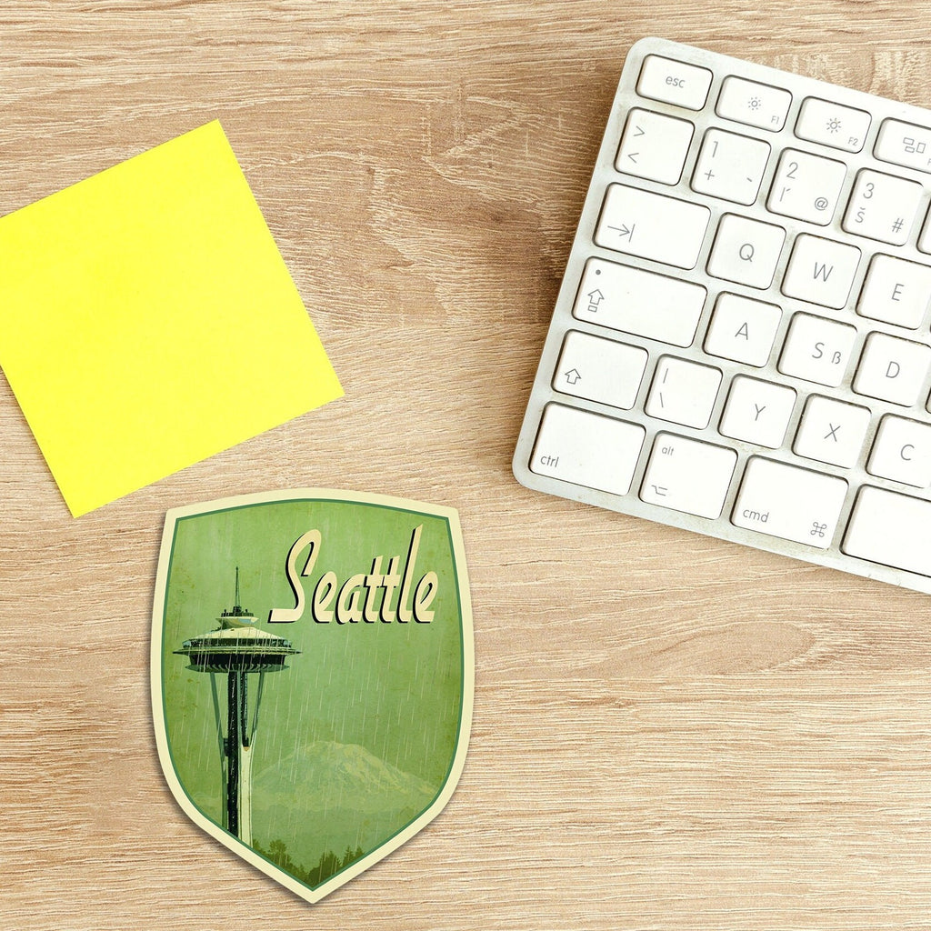 Seattle travel sticker, vintage style decal for suitcase, luggage, laptop or water bottle