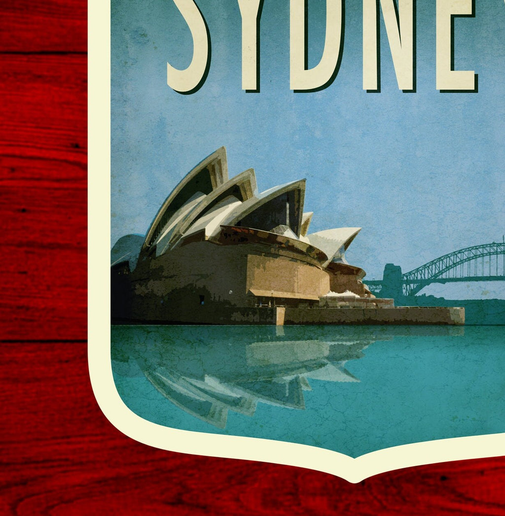 Sydney Australia travel sticker, vintage style decal for suitcase, luggage, laptop or water bottle