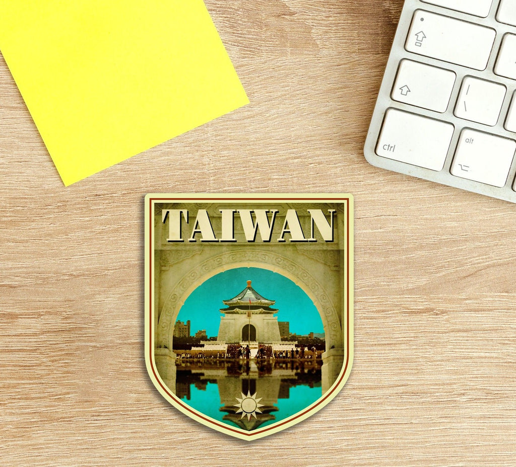 Taiwan travel sticker, vintage style decal for suitcase, luggage, laptop or water bottle