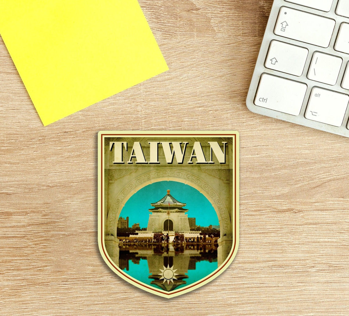 Taiwan travel sticker, vintage style decal for suitcase, luggage, laptop or water bottle