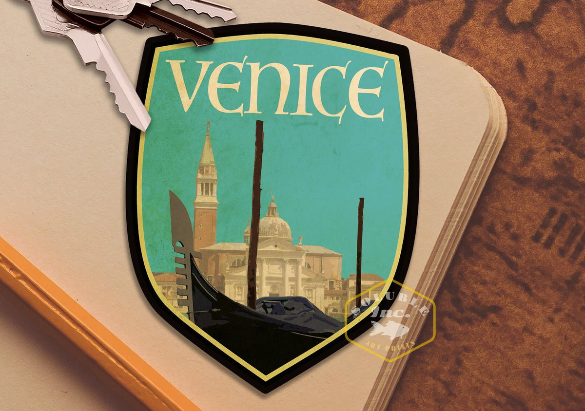 Venice Italy Travel Sticker: Vintage-Style Luggage Decal
