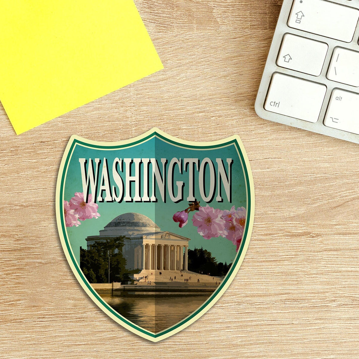 Washington travel sticker, vintage style decal for suitcase, luggage, laptop or water bottle