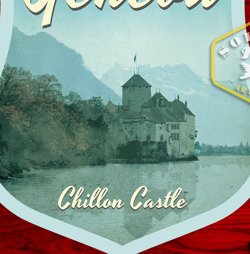 Lake Geneva Switzerland Sticker: Vintage Travel Decal