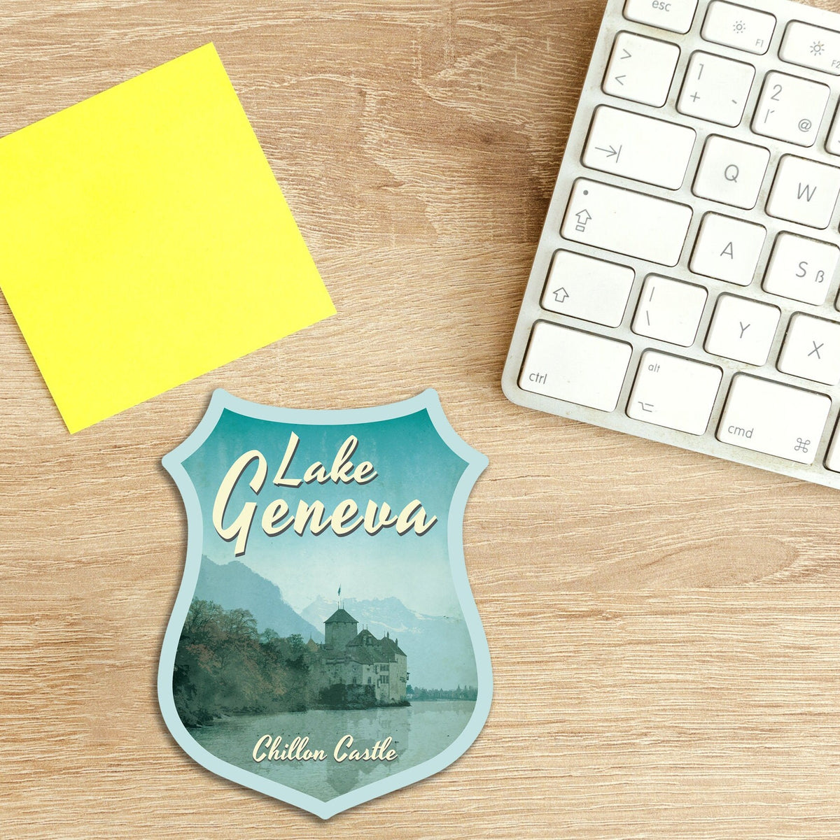 Lake Geneva Switzerland Sticker: Vintage Travel Decal