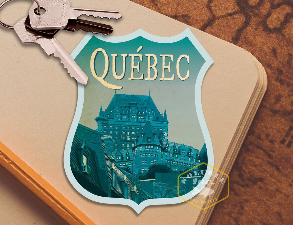 Québec travel sticker, vintage style decal for suitcase, luggage, laptop or water bottle
