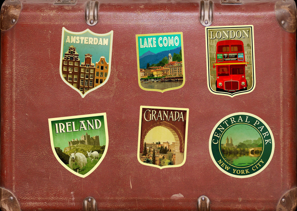 Granada Spain Travel Sticker: Vintage Suitcase Decal