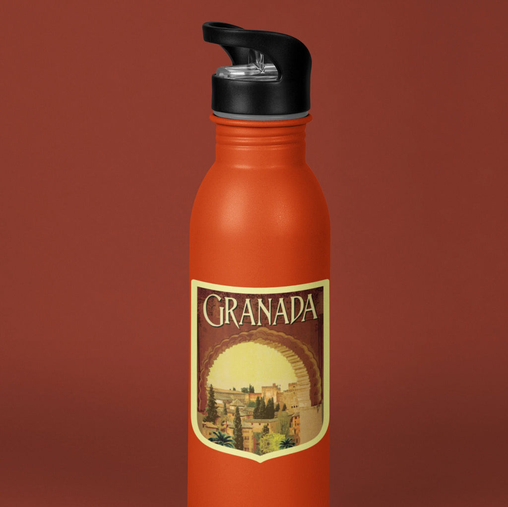 Granada Spain Travel Sticker: Vintage Suitcase Decal