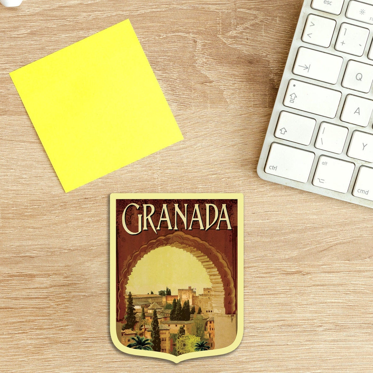 Granada Spain Travel Sticker: Vintage Suitcase Decal