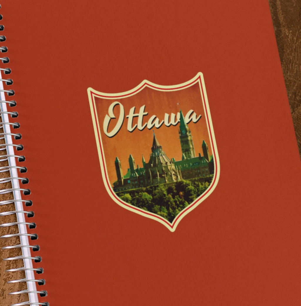 Ottawa Canada travel sticker, vintage style decal for suitcase, luggage, laptop or water bottle