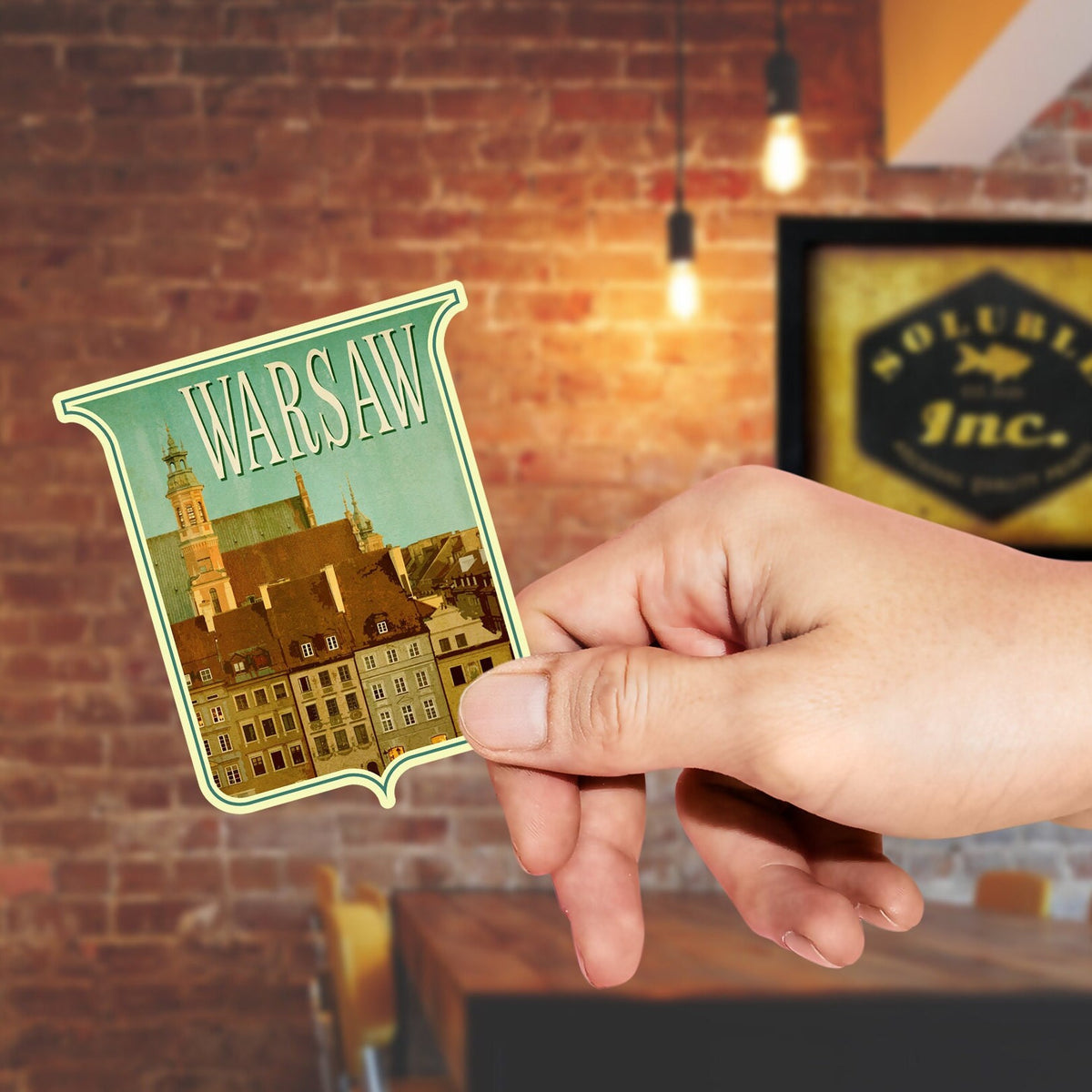 Warsaw Poland Travel Sticker: Vintage Suitcase Decal