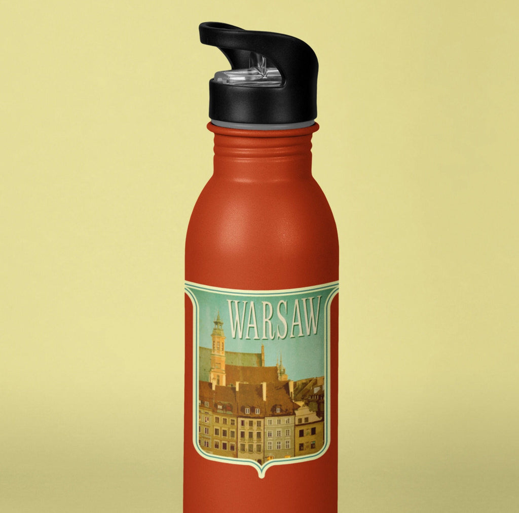 Warsaw Poland Travel Sticker: Vintage Suitcase Decal