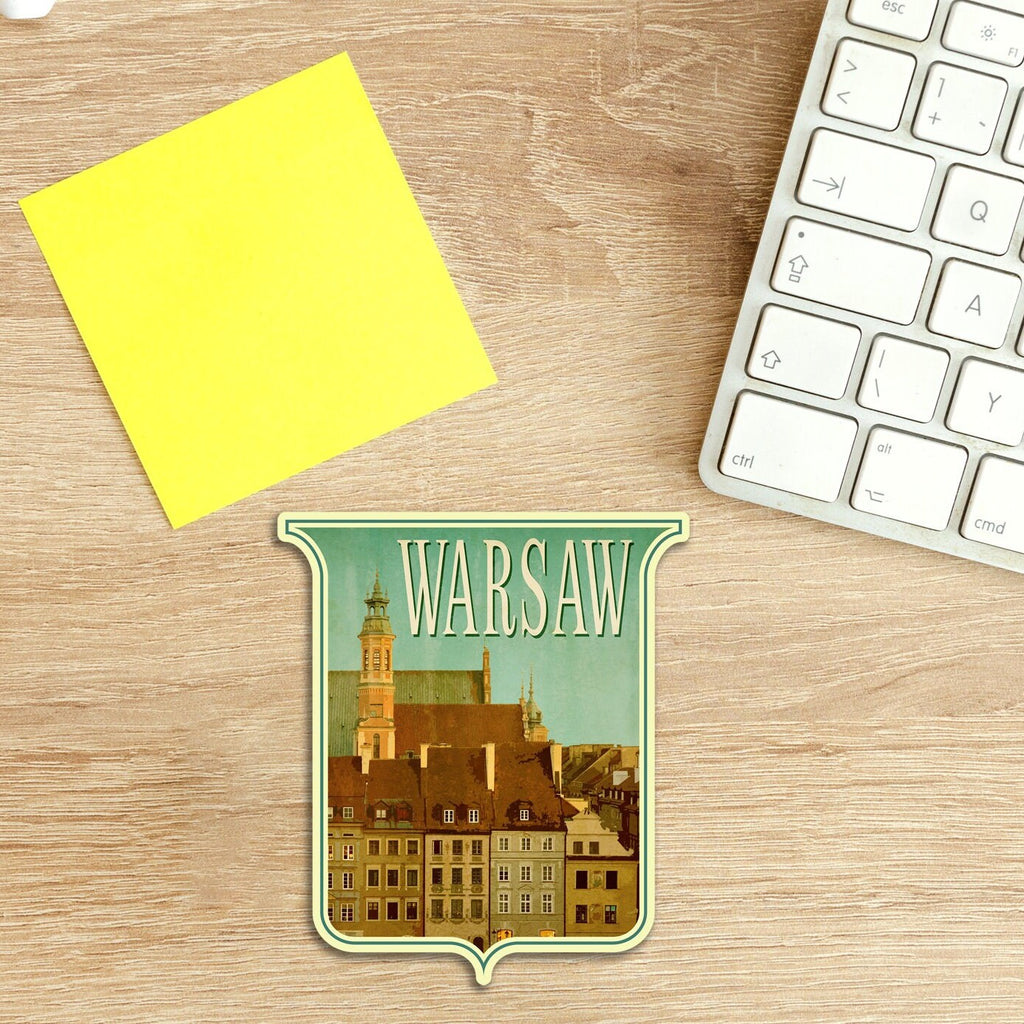 Warsaw Poland Travel Sticker: Vintage Suitcase Decal
