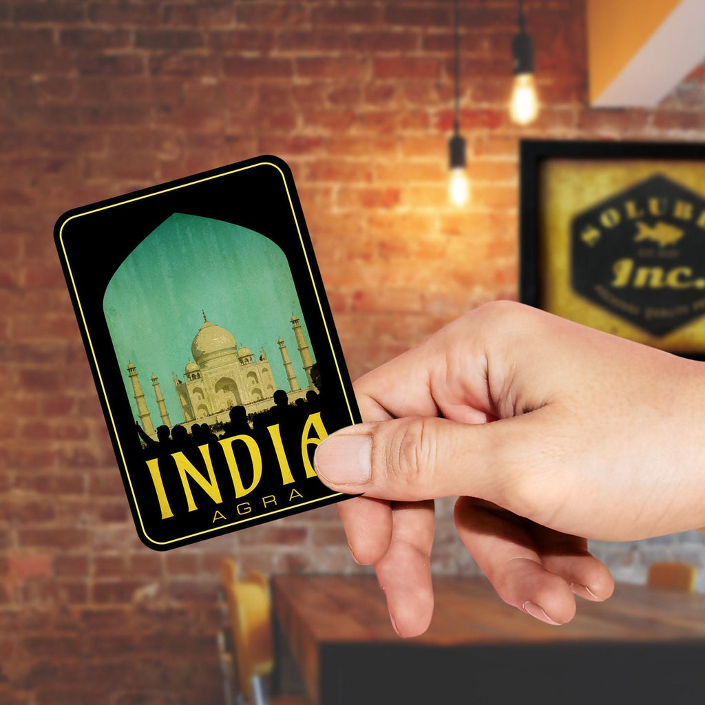 India Agra travel sticker, vintage style decal for suitcase, luggage, laptop or water bottle