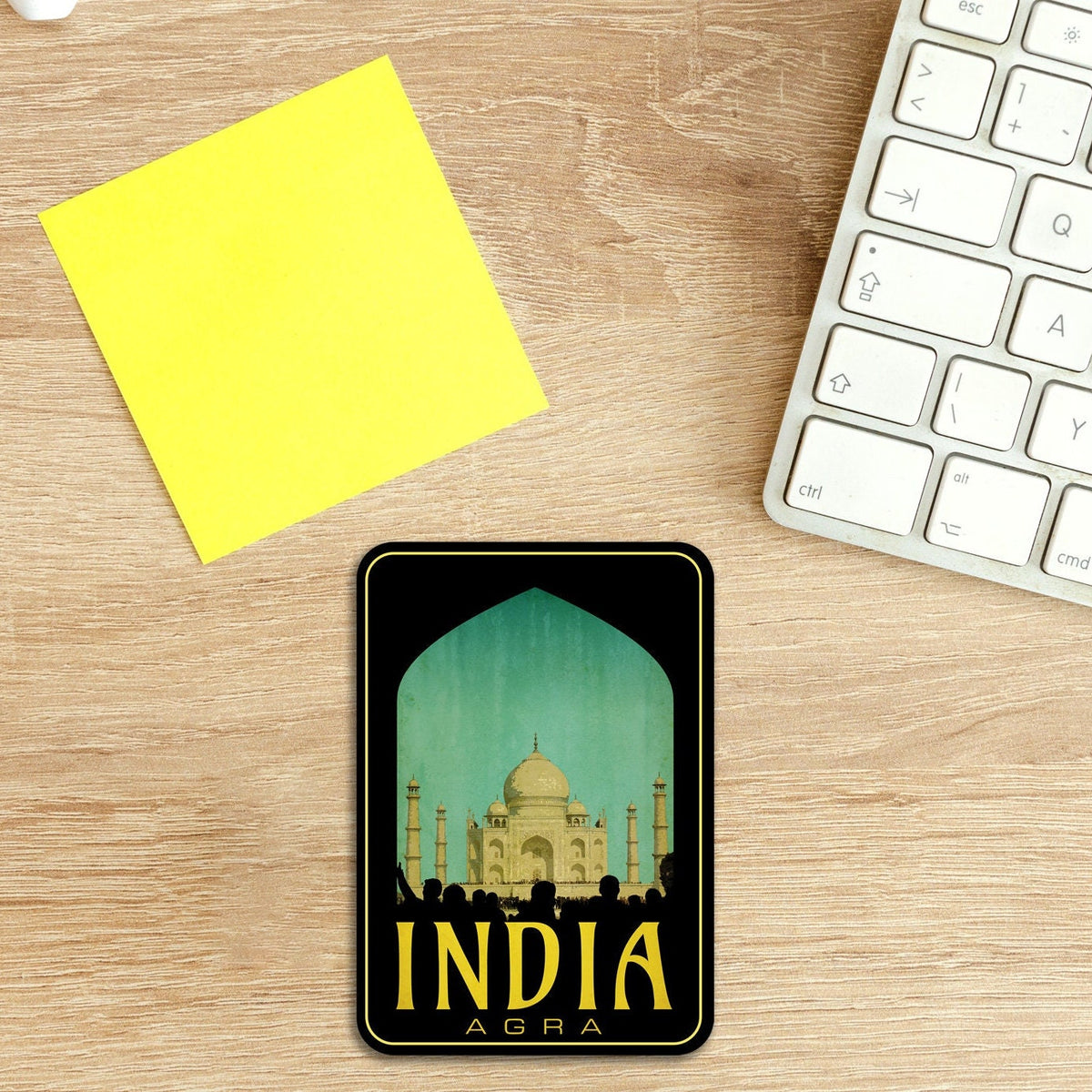 India Agra travel sticker, vintage style decal for suitcase, luggage, laptop or water bottle