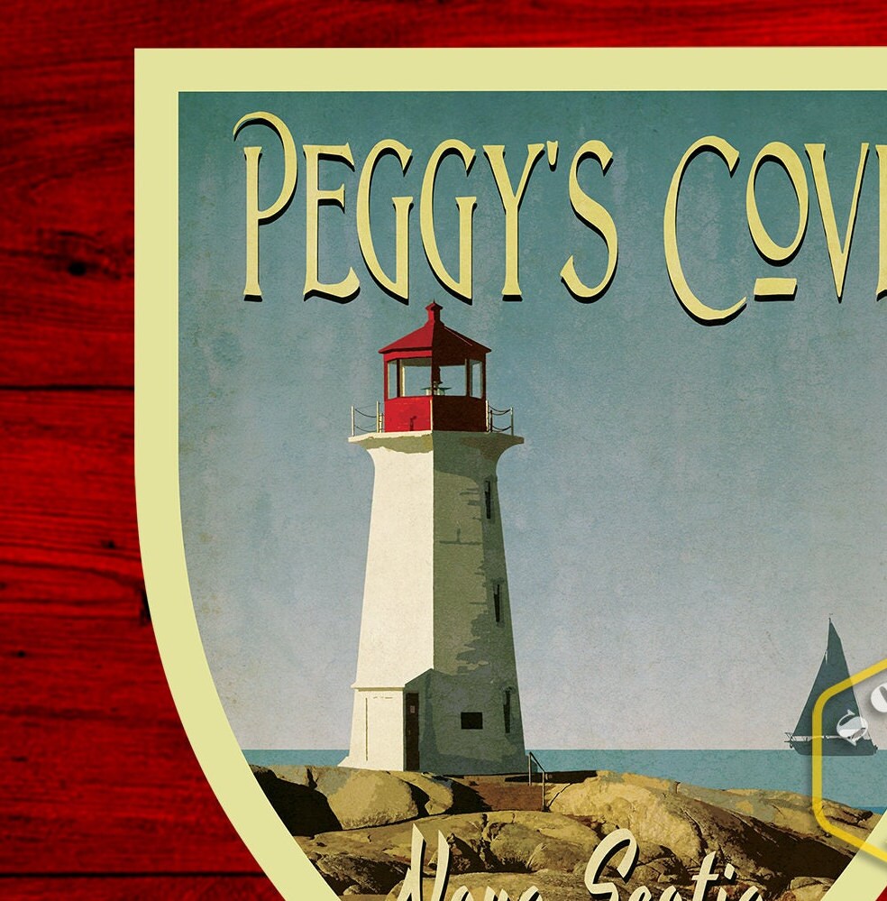 Peggy's Cove travel sticker, vintage style decal for suitcase, luggage, laptop or water bottle