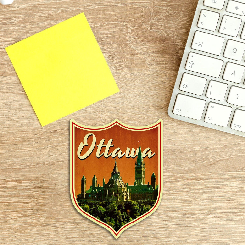 Ottawa Canada travel sticker, vintage style decal for suitcase, luggage, laptop or water bottle
