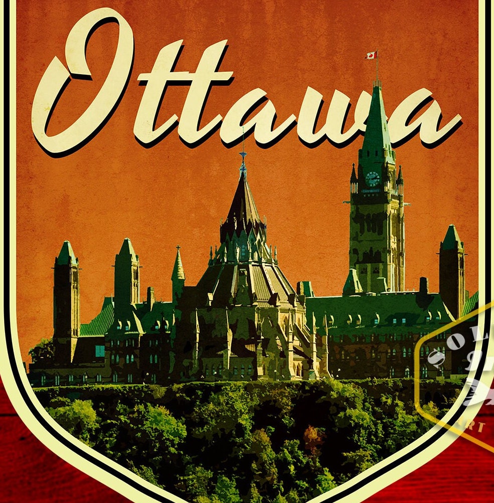 Ottawa Canada travel sticker, vintage style decal for suitcase, luggage, laptop or water bottle