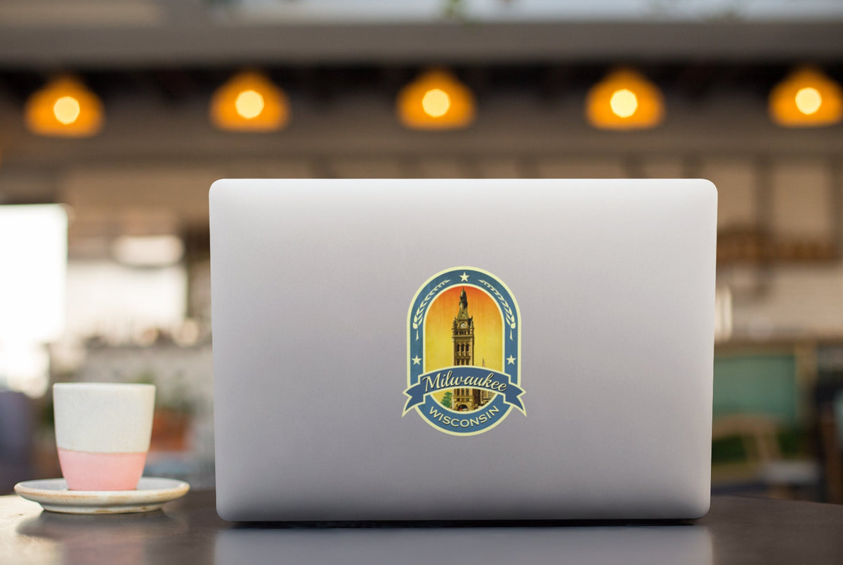 Milwaukee travel sticker, vintage style decal for suitcase, luggage, laptop or water bottle