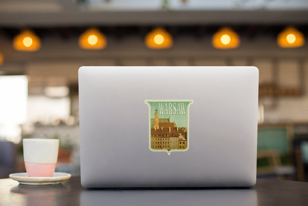 Warsaw Poland Travel Sticker: Vintage Suitcase Decal