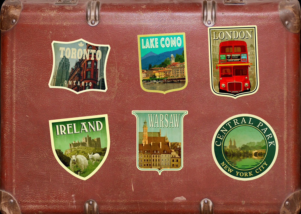 Warsaw Poland Travel Sticker: Vintage Suitcase Decal
