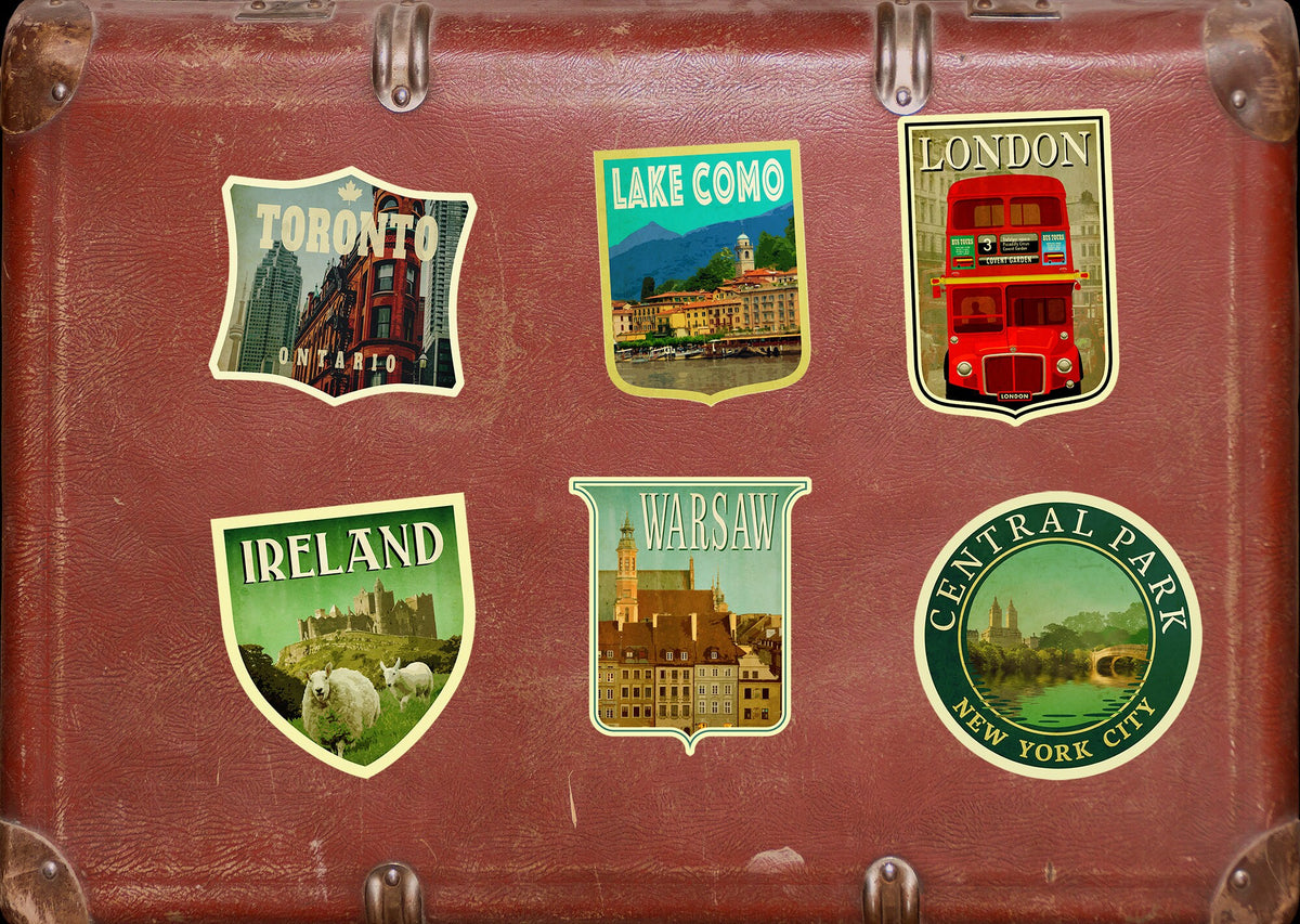 Warsaw Poland Travel Sticker: Vintage Suitcase Decal