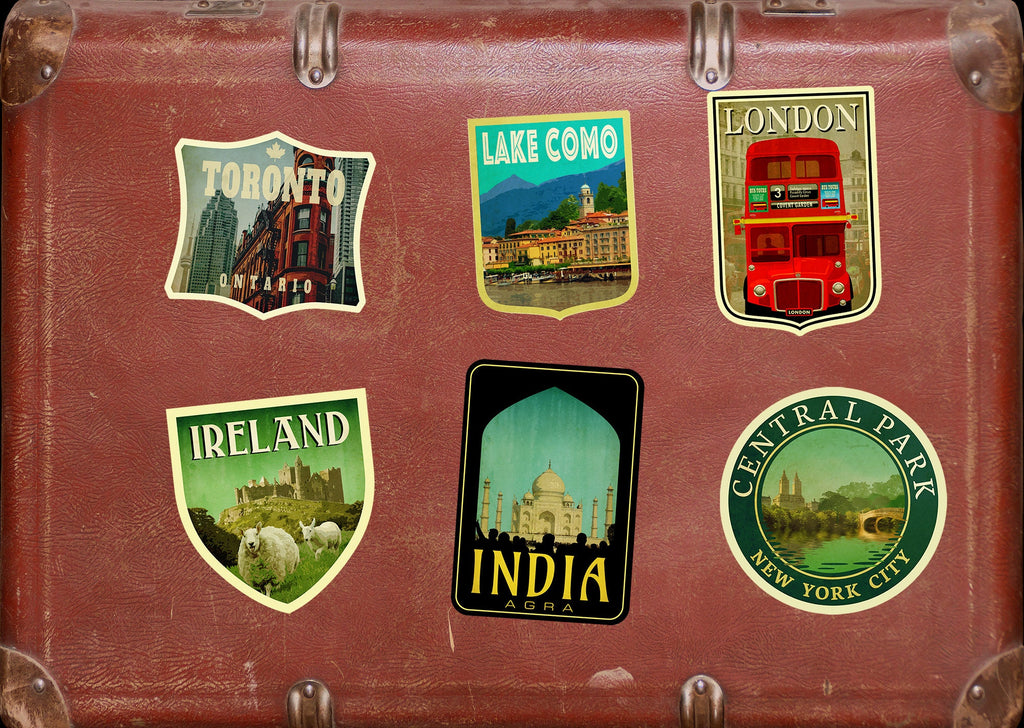 India Agra travel sticker, vintage style decal for suitcase, luggage, laptop or water bottle