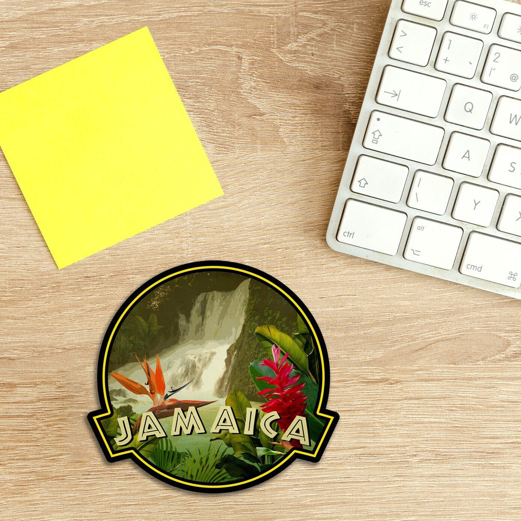 Jamaica travel sticker, vintage style decal for suitcase, luggage, laptop or water bottle