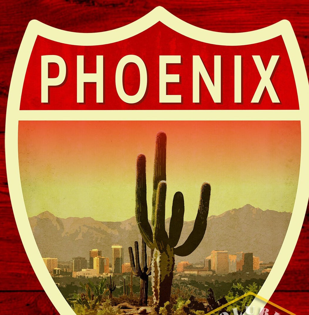 Phoenix Arizona travel sticker, vintage style decal for suitcase, luggage, laptop or water bottle