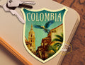 Colombia travel sticker, vintage style decal for suitcase, luggage, laptop or water bottle