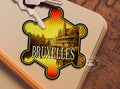 Brussels Travel Sticker: Vintage Suitcase, Laptop Decal